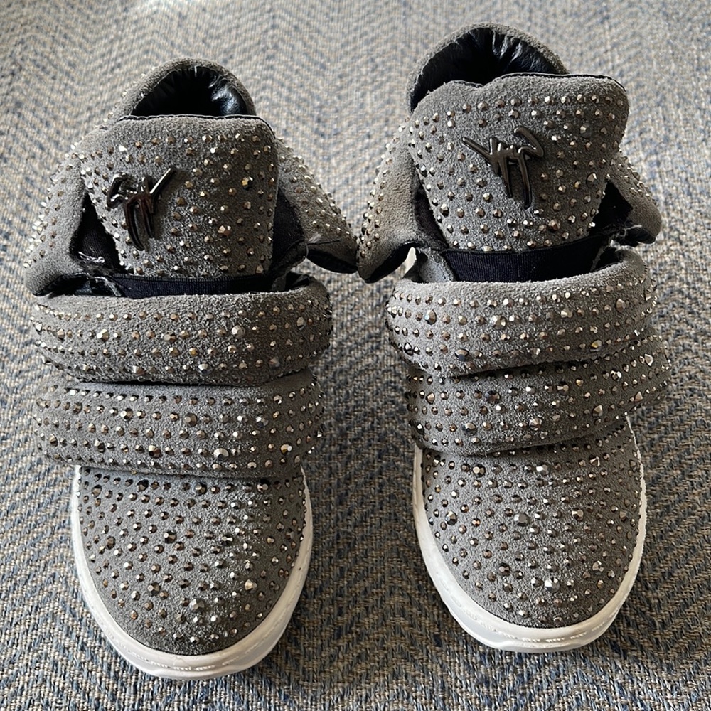 Tennis Gray Suede Sparkling Baby Girl Shoes Size: 25